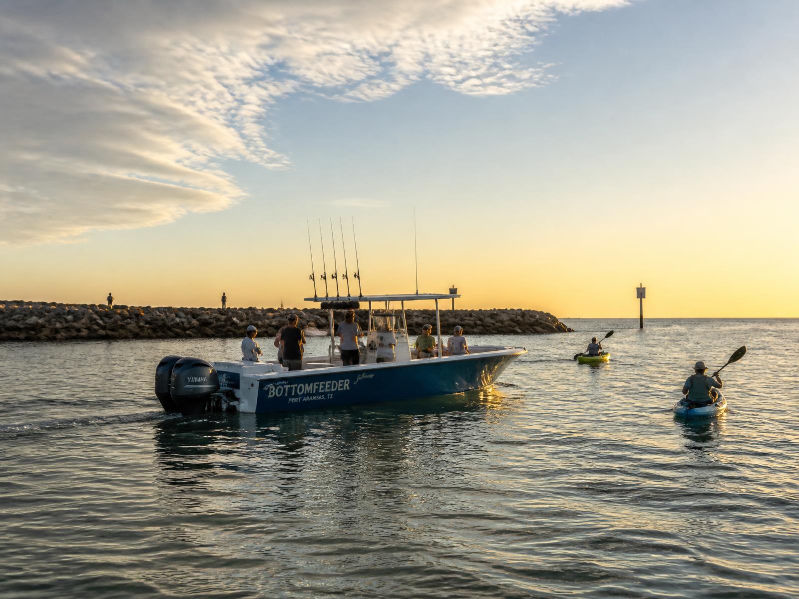 Visitors enjoying an outdoor coastal experience in Port Aransas